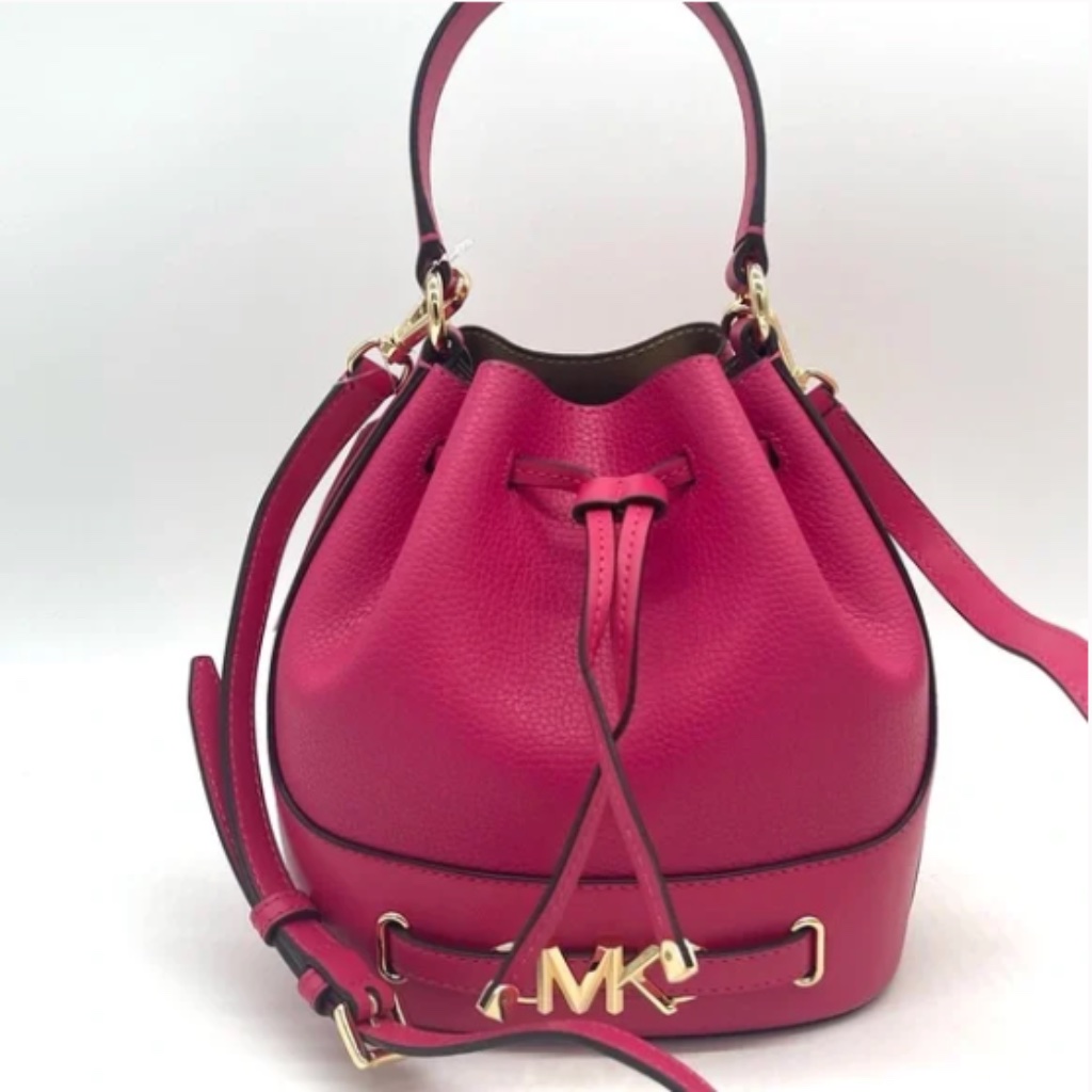 Michael Kors "Reed" Medium Bucket Messenger Crossbody Bag "Electric Pink" Nwt